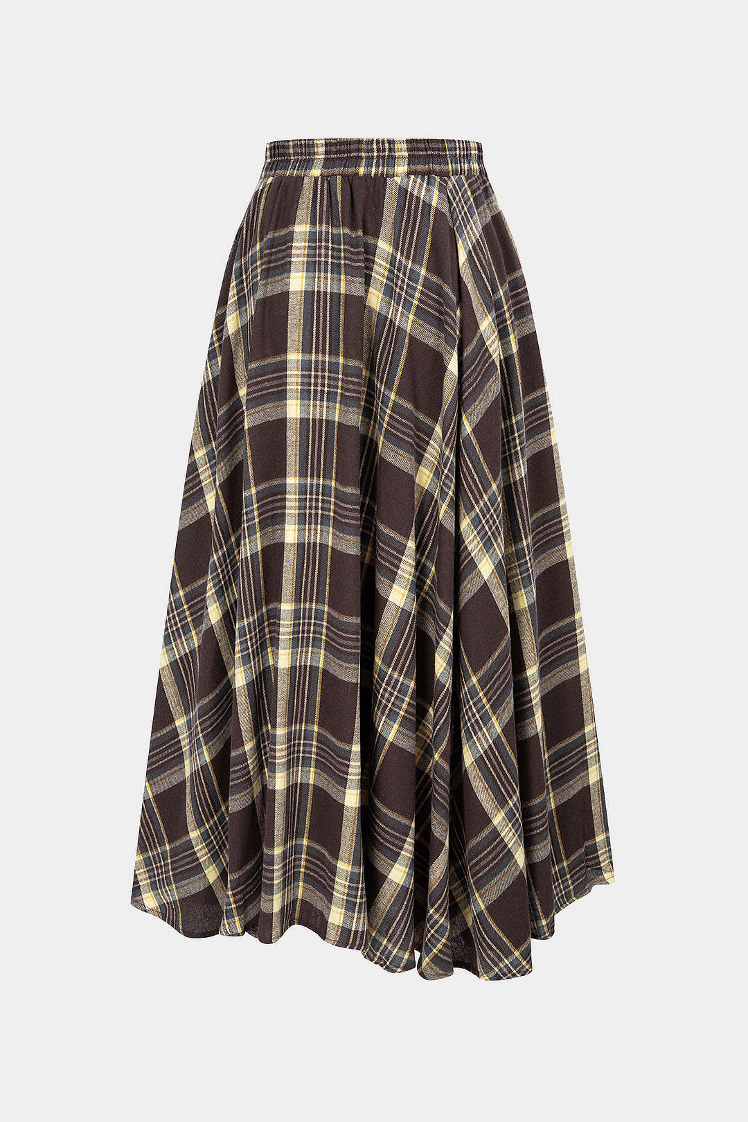 Plaid Print Irregular Hem High Waist Skirt - Image 2