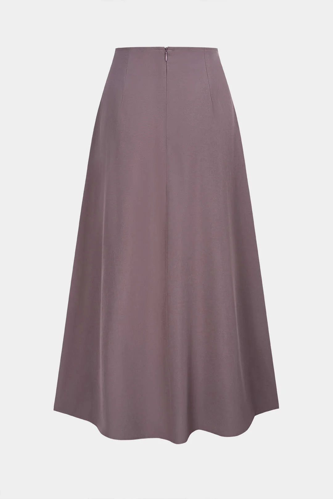 Solid Metallic Button High Waist A-Line Skirt - Image 2