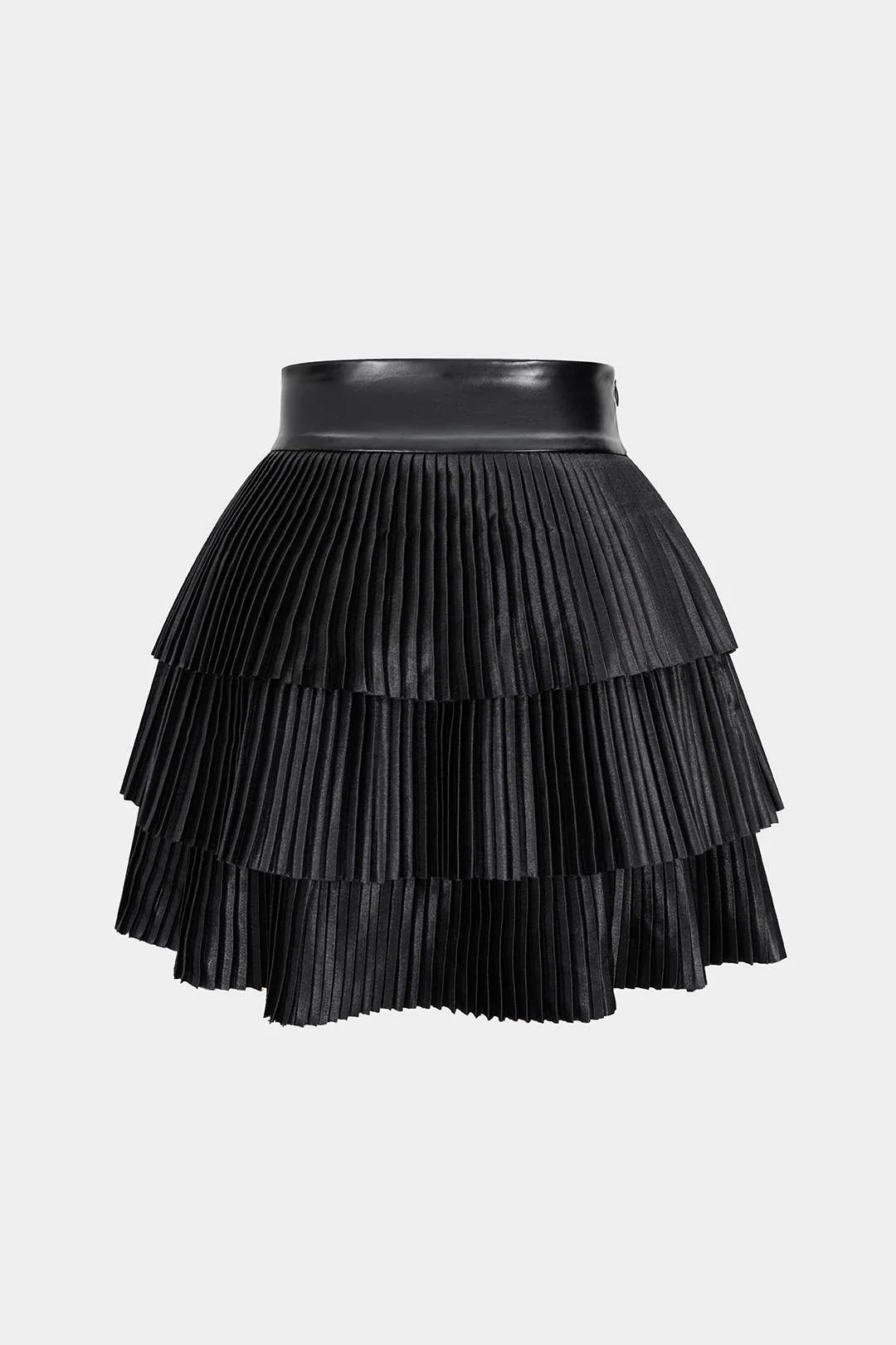 Satin Finish Pleated Layered Skirt - Image 2