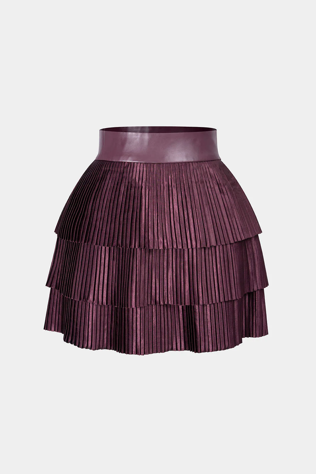 Satin Finish Pleated Layered Skirt - Image 5