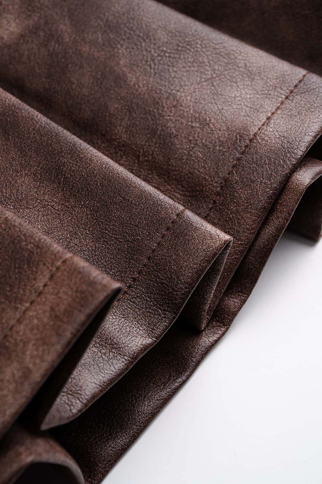 Washed Faux Leather Pleated Zipper Mini Skirt - Image 4