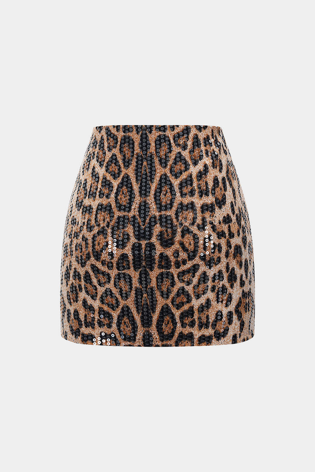 Leopard Print Sequin High Waist Mini Skirt - Image 2