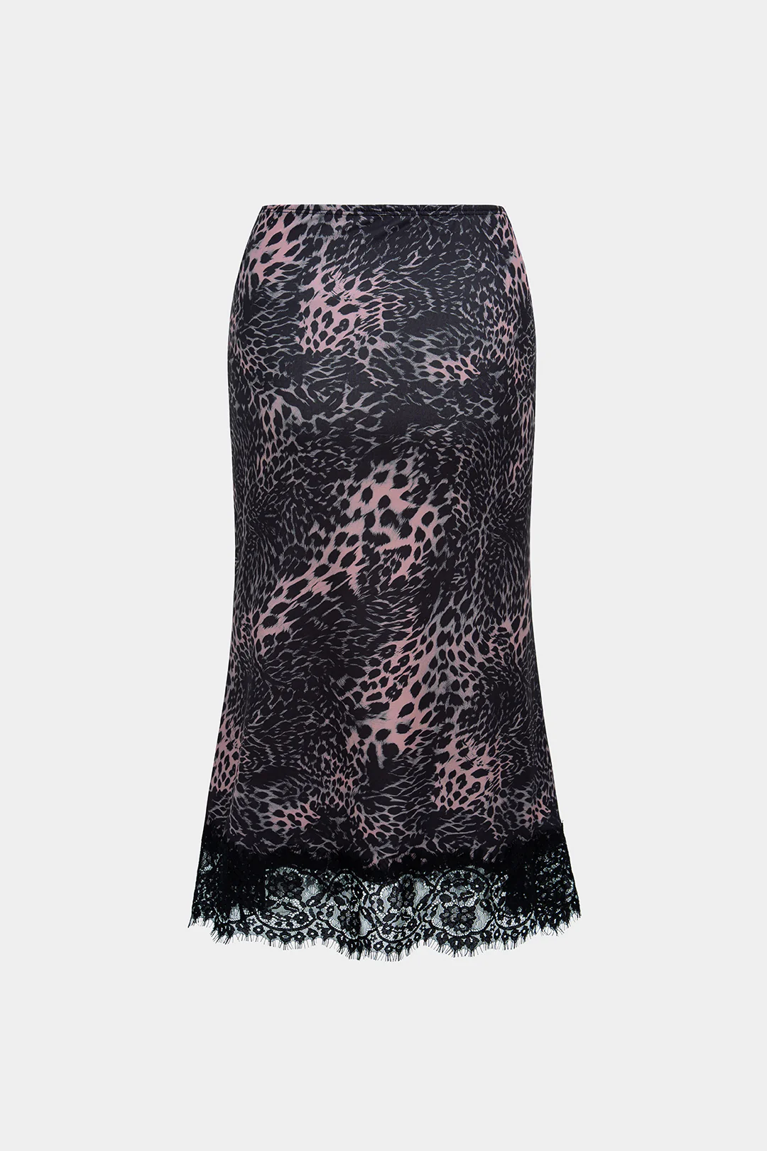Leopard Print Mesh Patchwork Lace Trim Skirt - Image 2