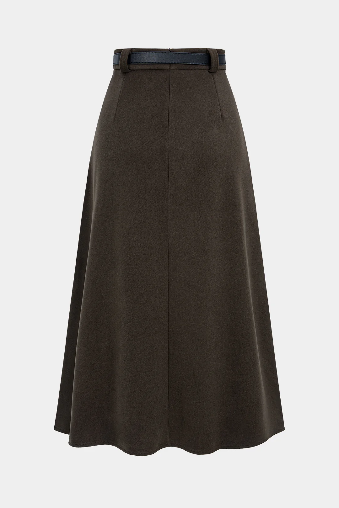 Woolen Pleated Belted High Waist Skirt - Image 2