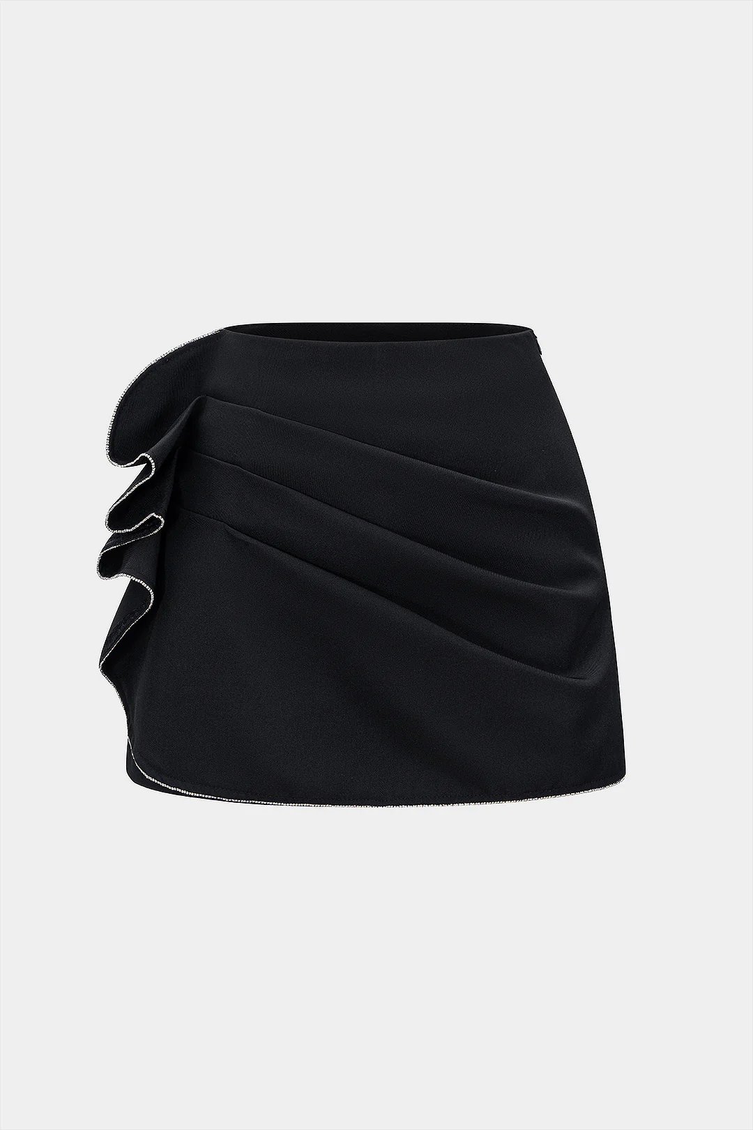 Solid Pleated High Waist Skirt