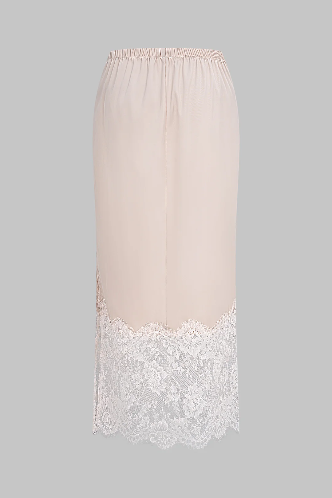 Satin Patchwork Lace Side Slit Skirt - Image 2