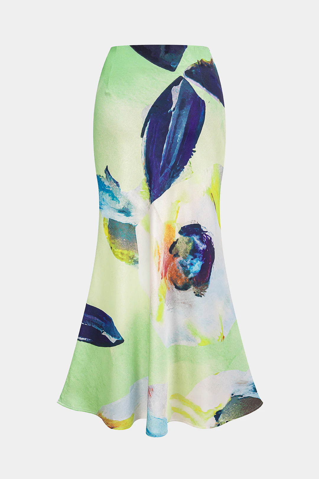Abstract Print Satin Ruched Skirt - Image 2