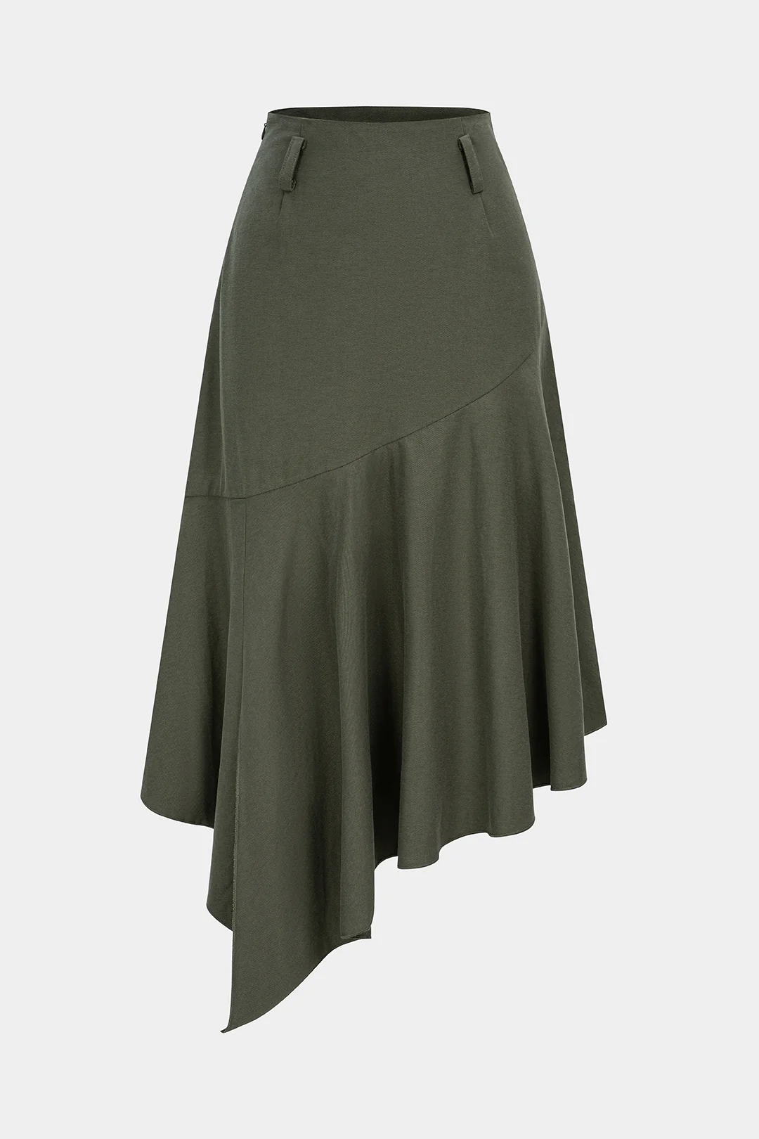 Solid High Waist Irregular Hem Skirt