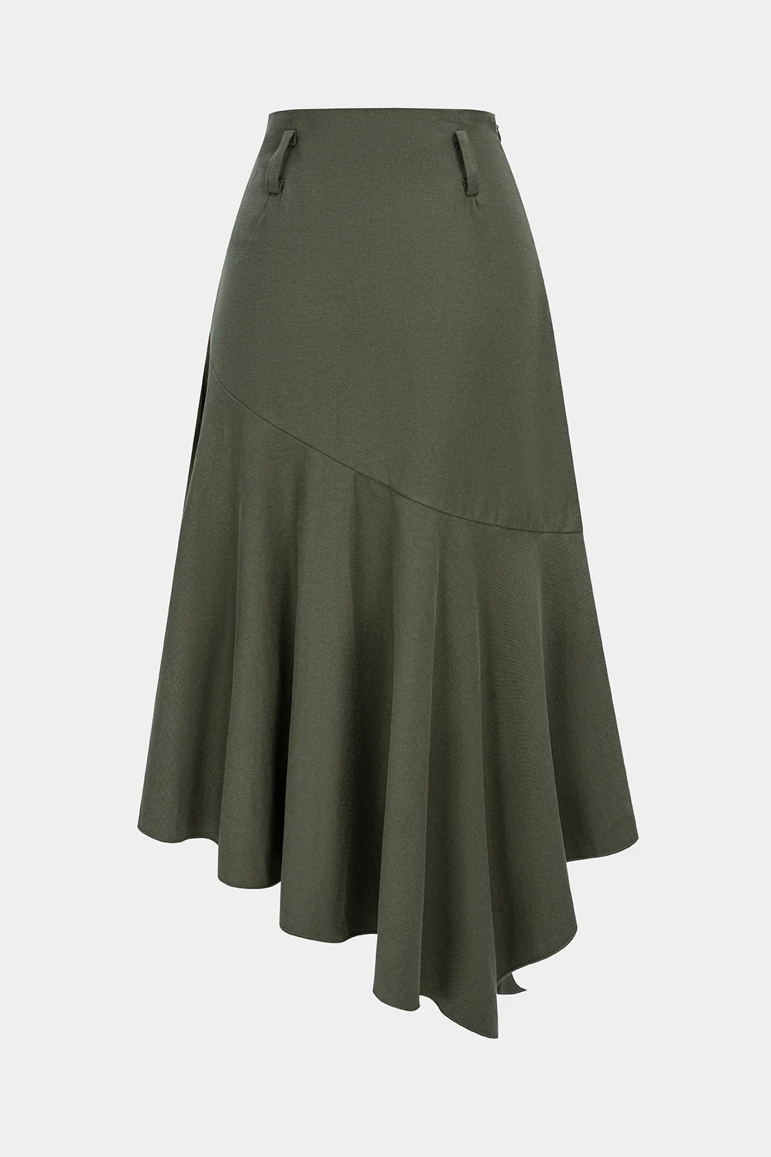 Solid High Waist Irregular Hem Skirt - Image 2
