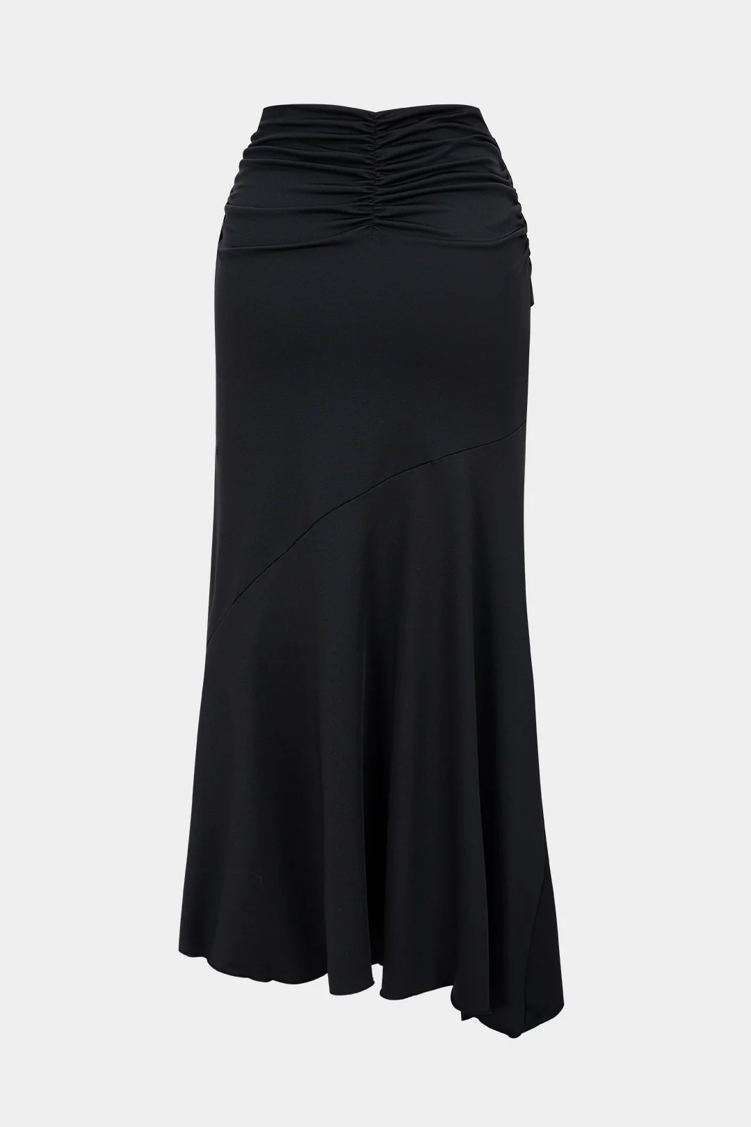 Solid Ruched Irregular Hem High-Waist Skirt - Image 2