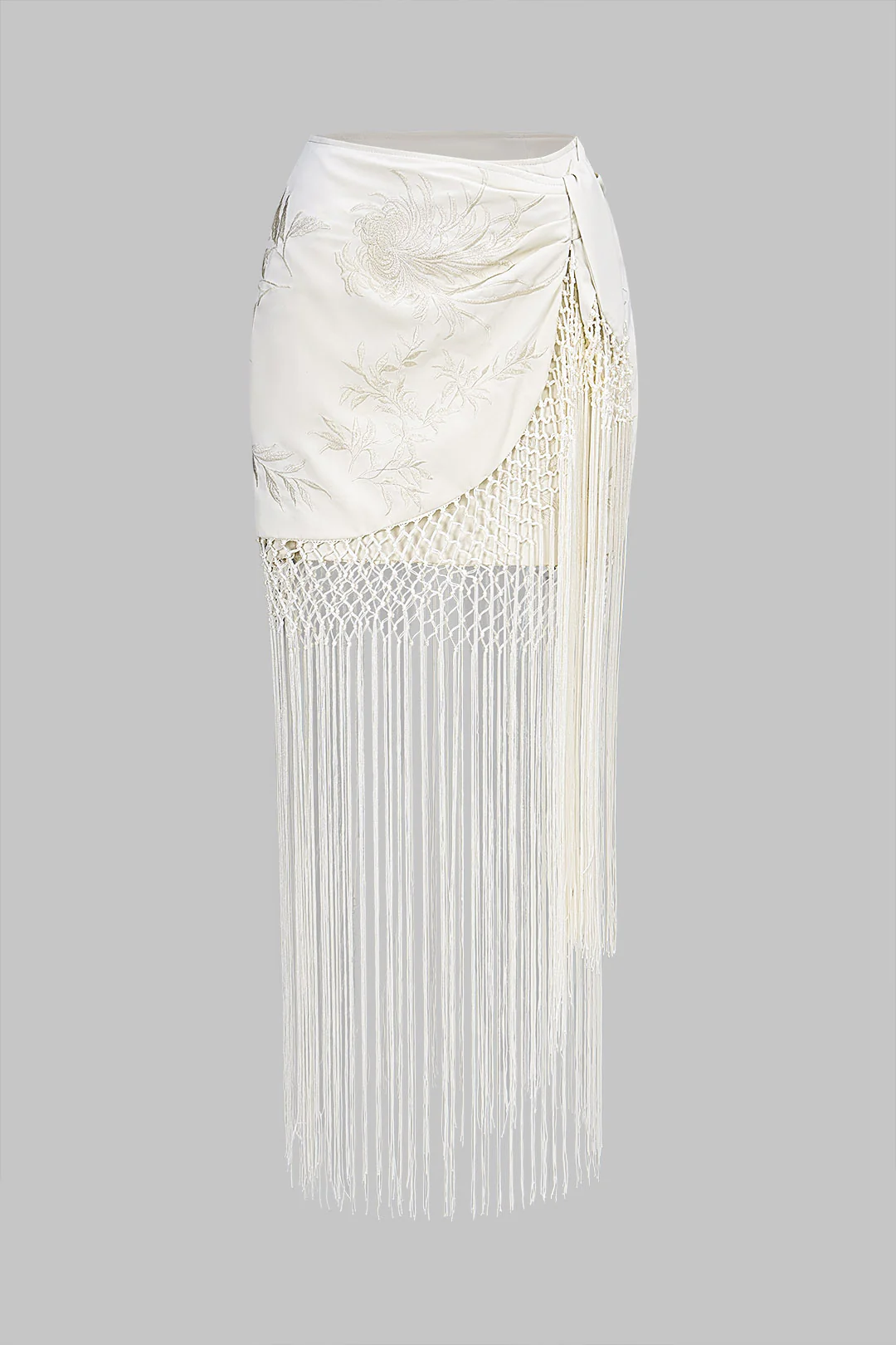 Embroidery Fringe Asymmetrical Skirt - Image 4