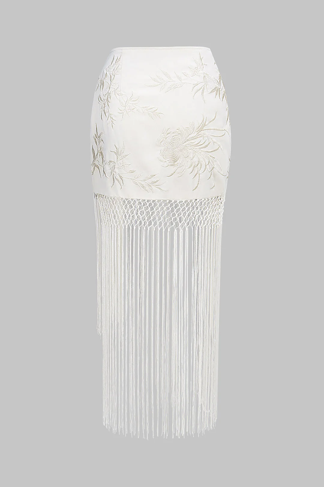 Embroidery Fringe Asymmetrical Skirt - Image 5
