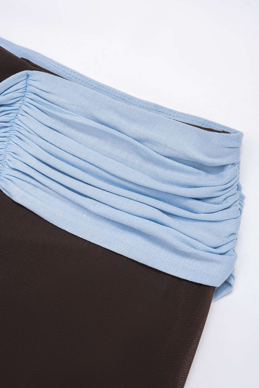 Contrast Mesh Patchwork Asymmetrical Ruched Skirt - Image 4