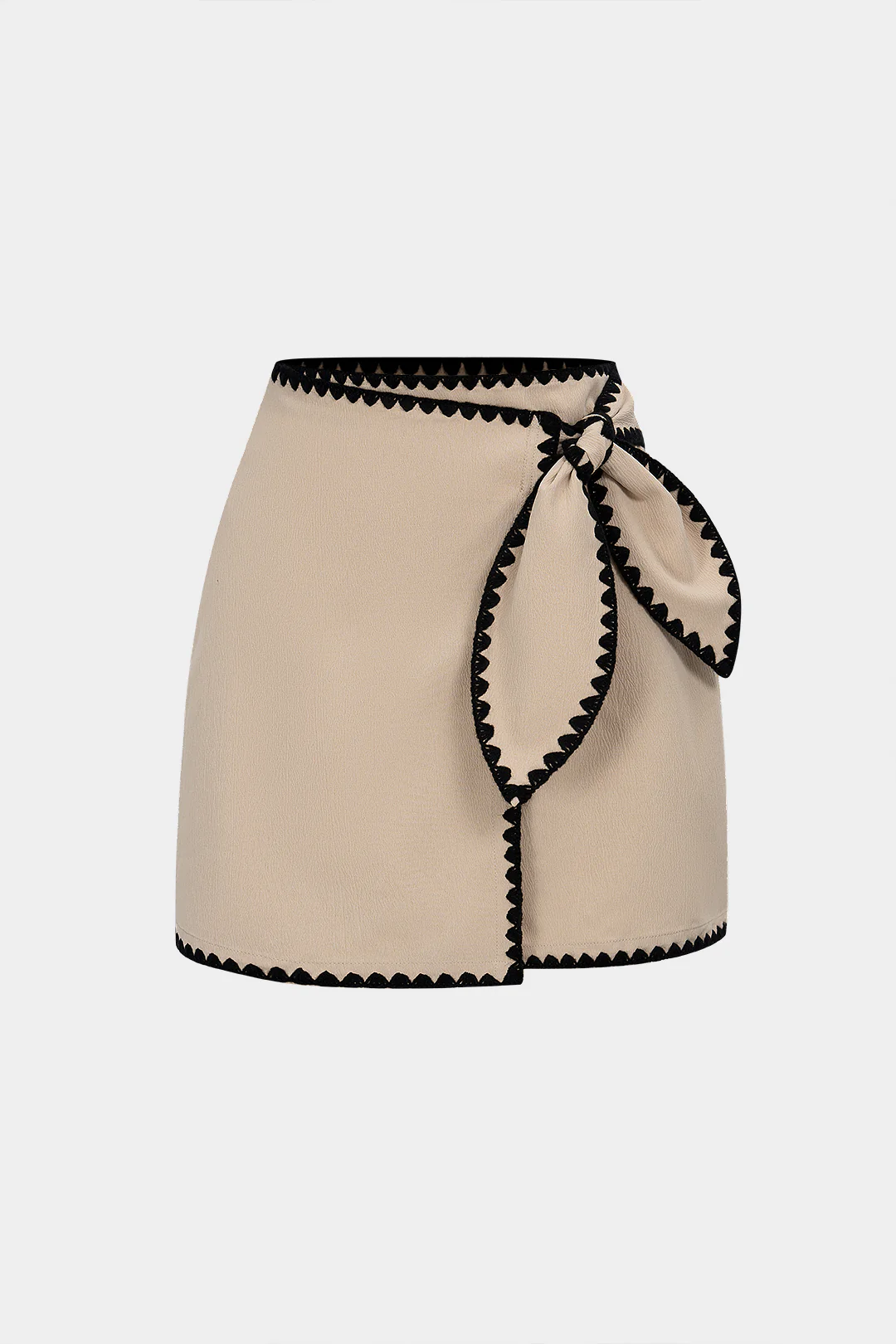 Contrast Binding Asymmetrical Knotted Skirt
