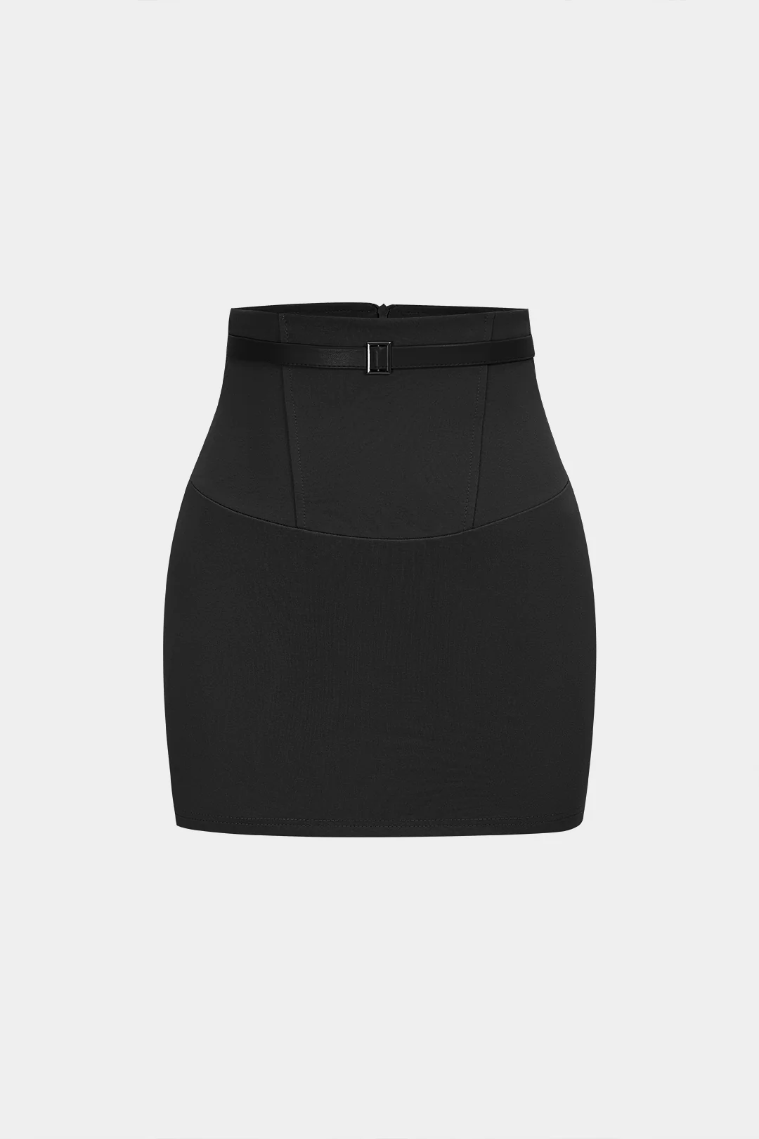 Solid Belted High Waist Mini Skirt - Image 5
