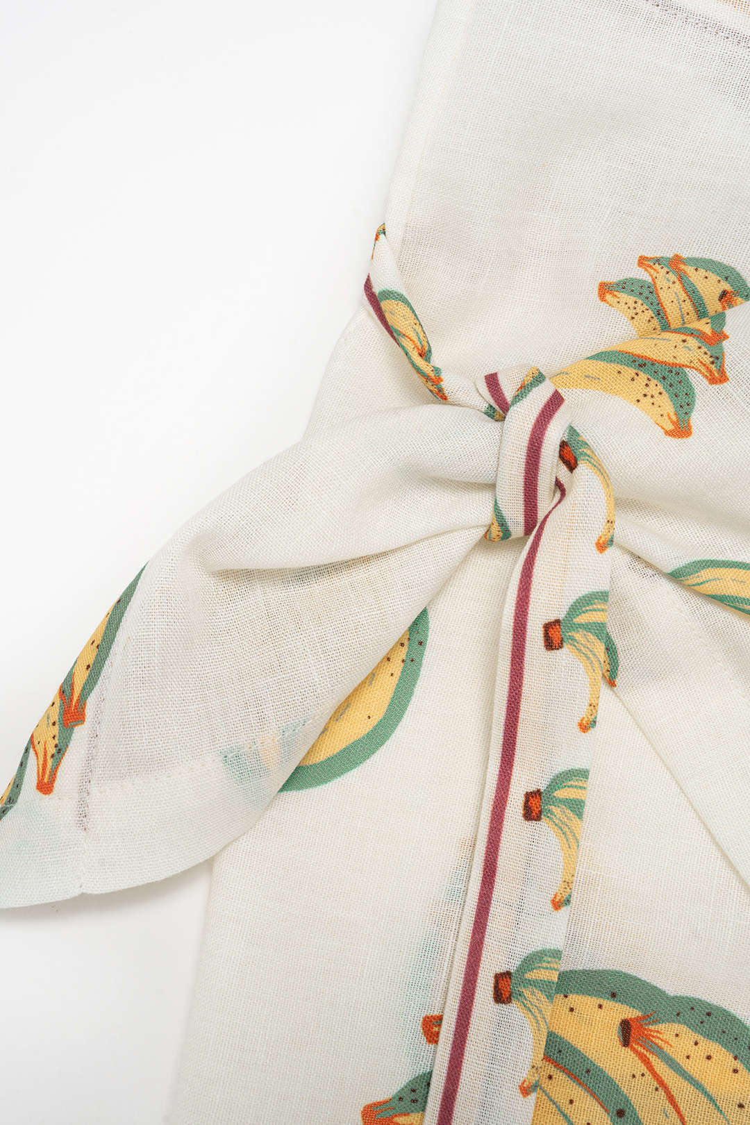 Tropical Fruit Print Wrap Tie-Up Ruched Skirt - Image 4