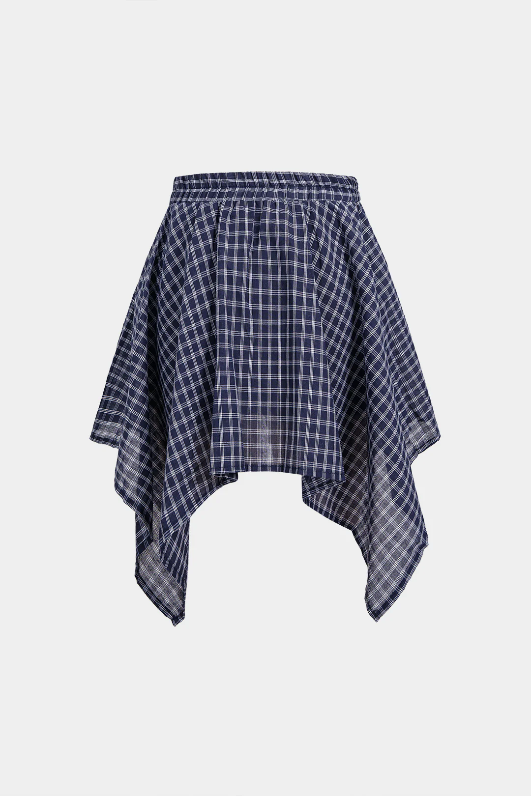Plaid Print Asymmetrical Ruched Skirt - Image 2