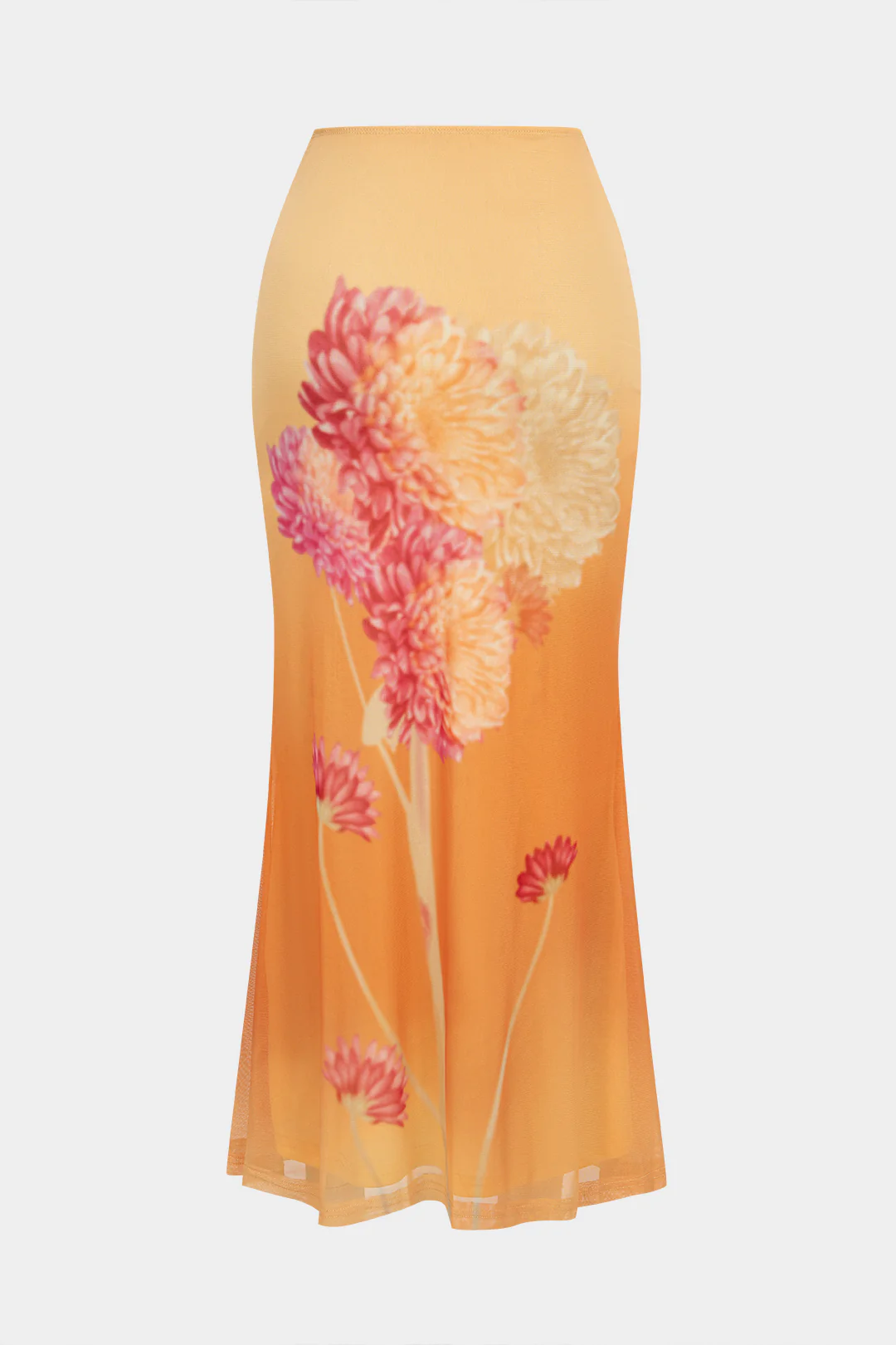 Floral Print Mesh High Waist Skirt - Image 2