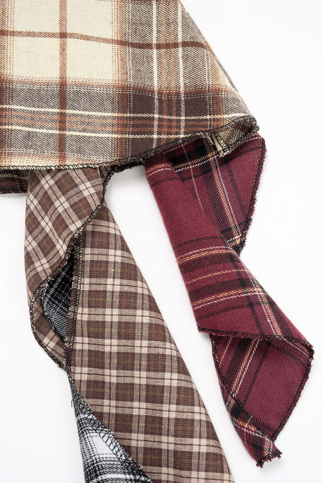 Contrast Plaid Print Asymmetrical Layer Skirt - Image 3
