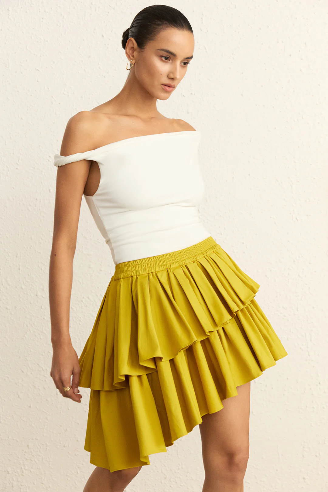 Asymmetrical Ruched Layered Skirt - Image 2