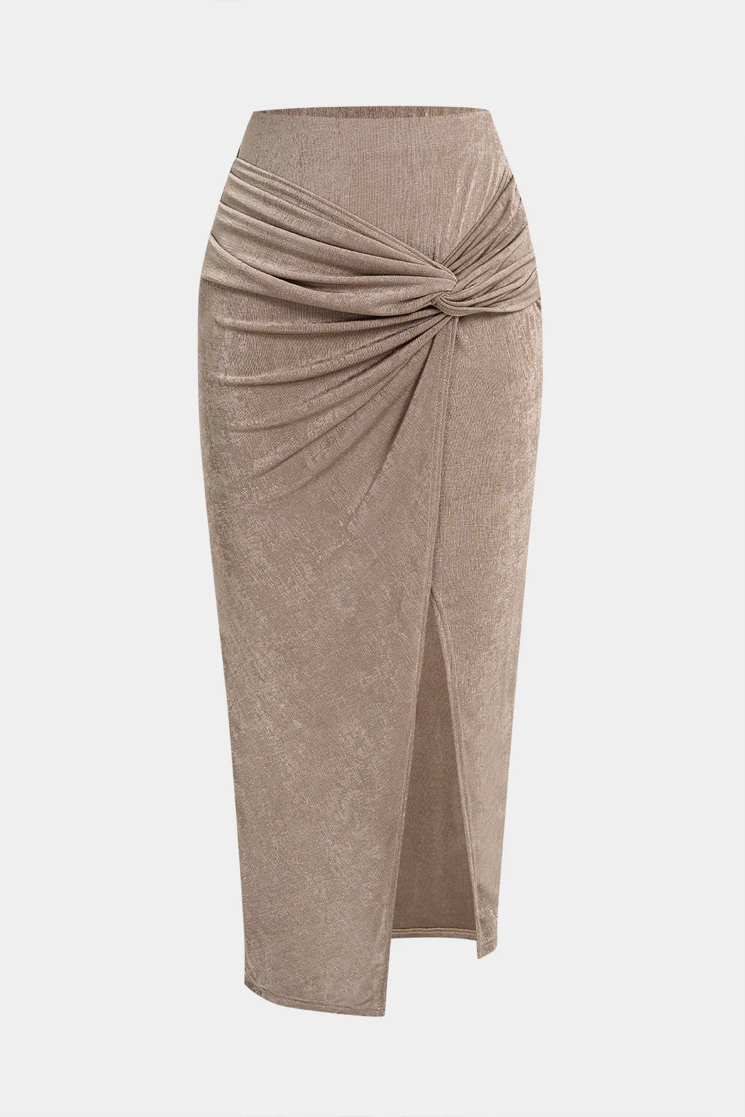 Asymmetrical Twist Knot Split High Waist Skirt