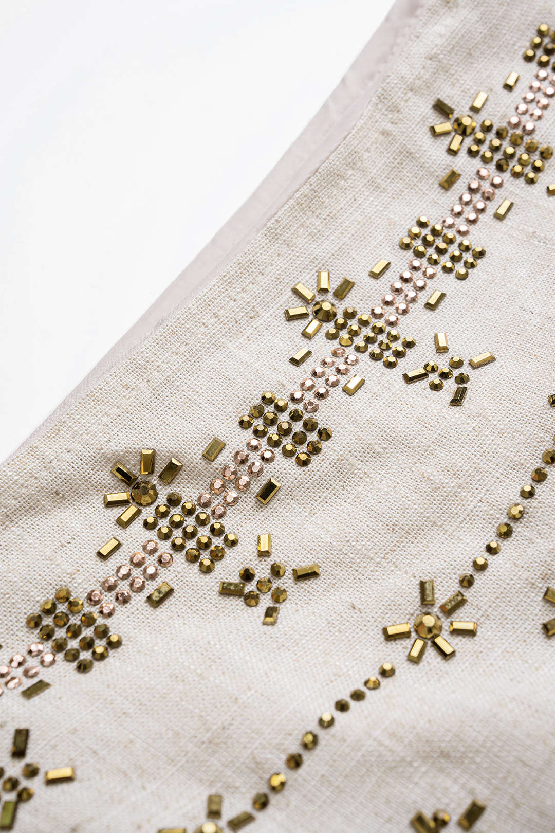 Rhinestone Linen Asymmetrical Ruched High Waist Skirt - Image 3