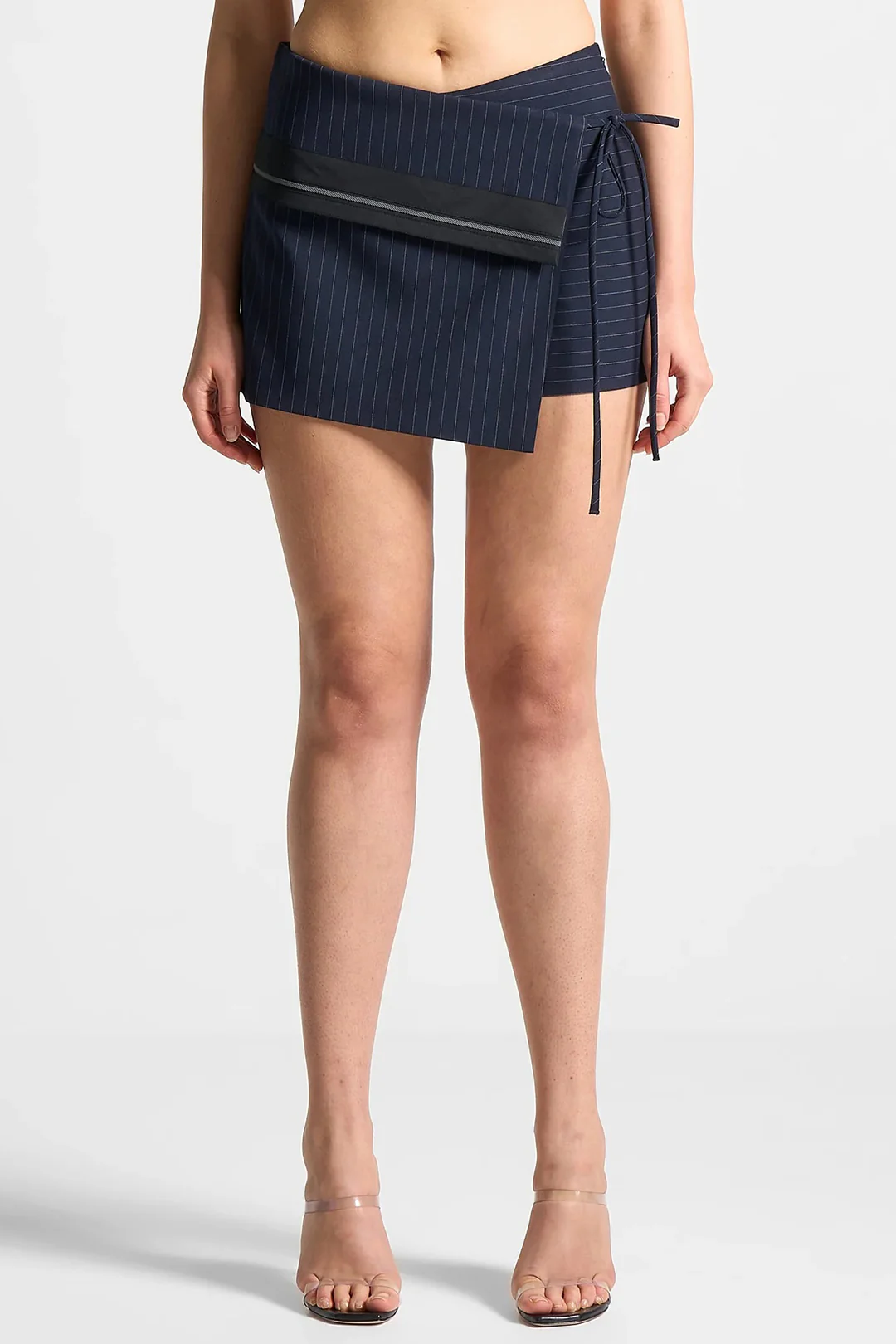 Tie Front Zipper Asymmetrical Skort - Image 2