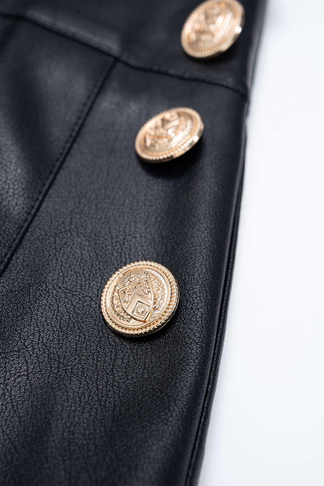 Faux Leather Button Pleated Skort - Image 3