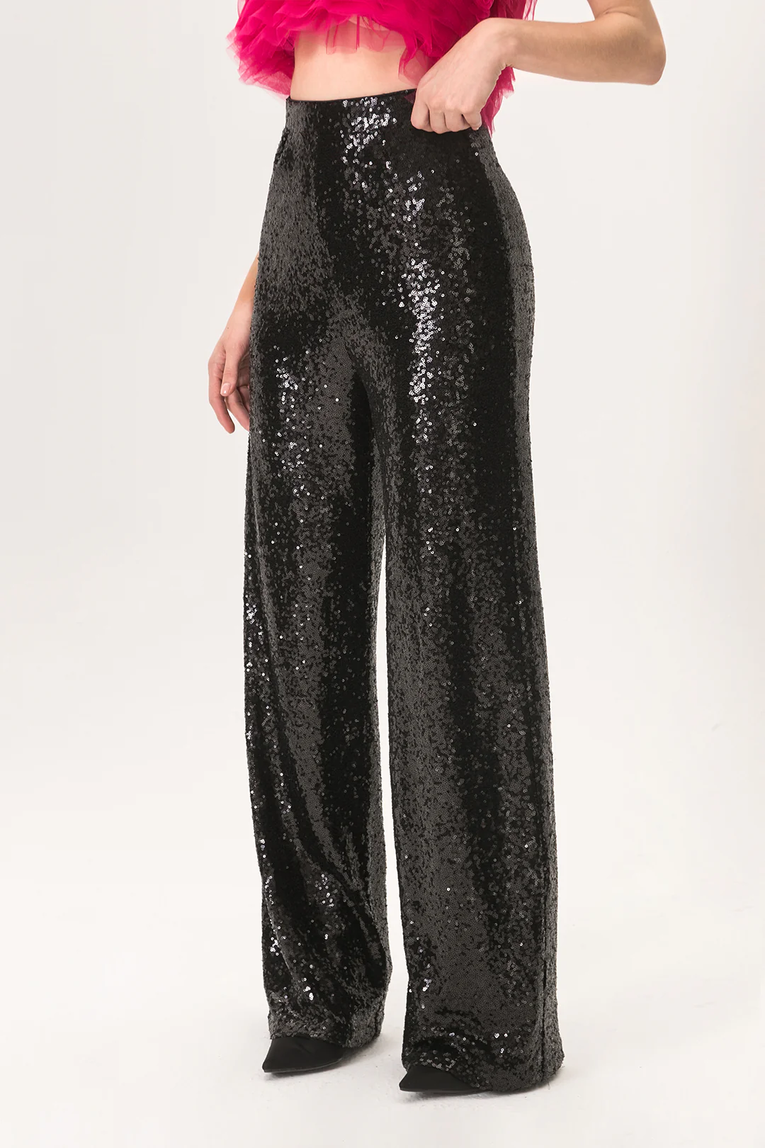 Sequin High Waisted Wide Leg Trousers - Image 13