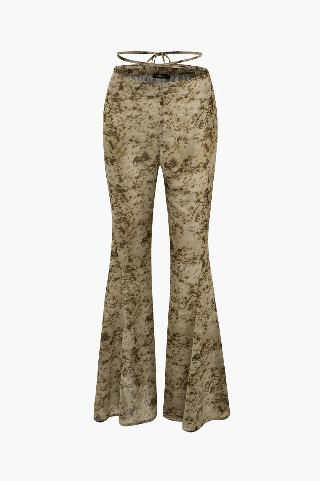 Low Rise Tie Dye Tie Waist Flare Leg Pants - Image 2