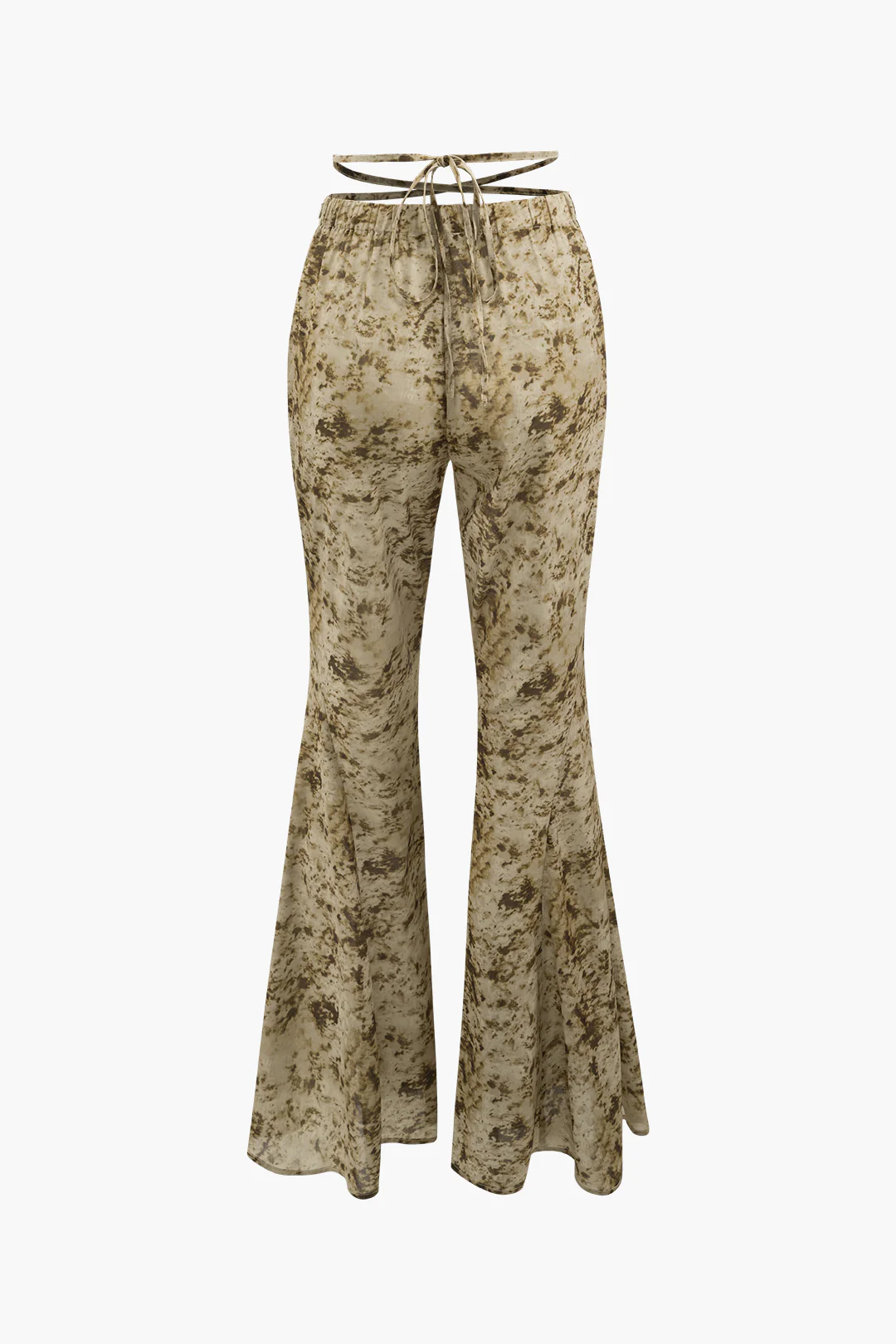 Low Rise Tie Dye Tie Waist Flare Leg Pants - Image 3