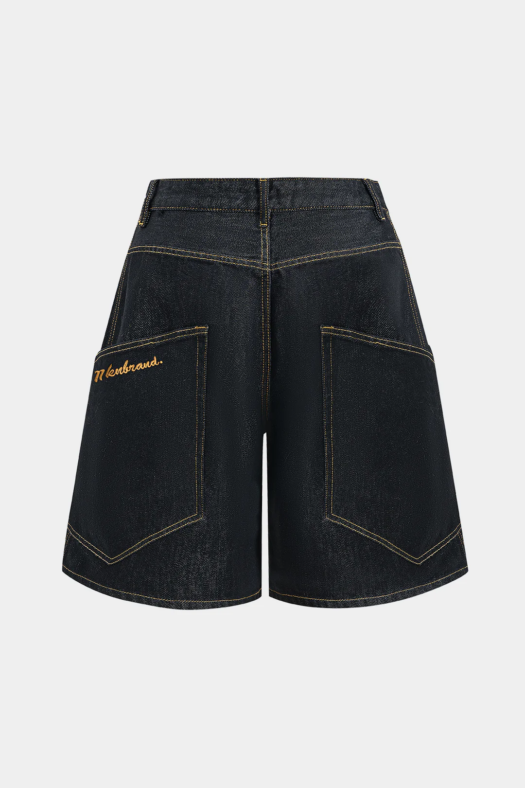 Denim Embroidery Button Pocket Stitching Shorts - Image 2