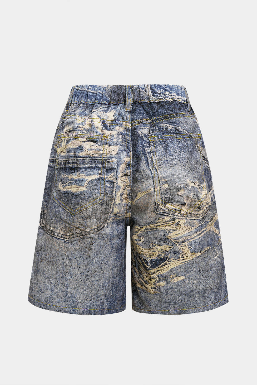 Illusion Pattern Denim Print Shorts - Image 2