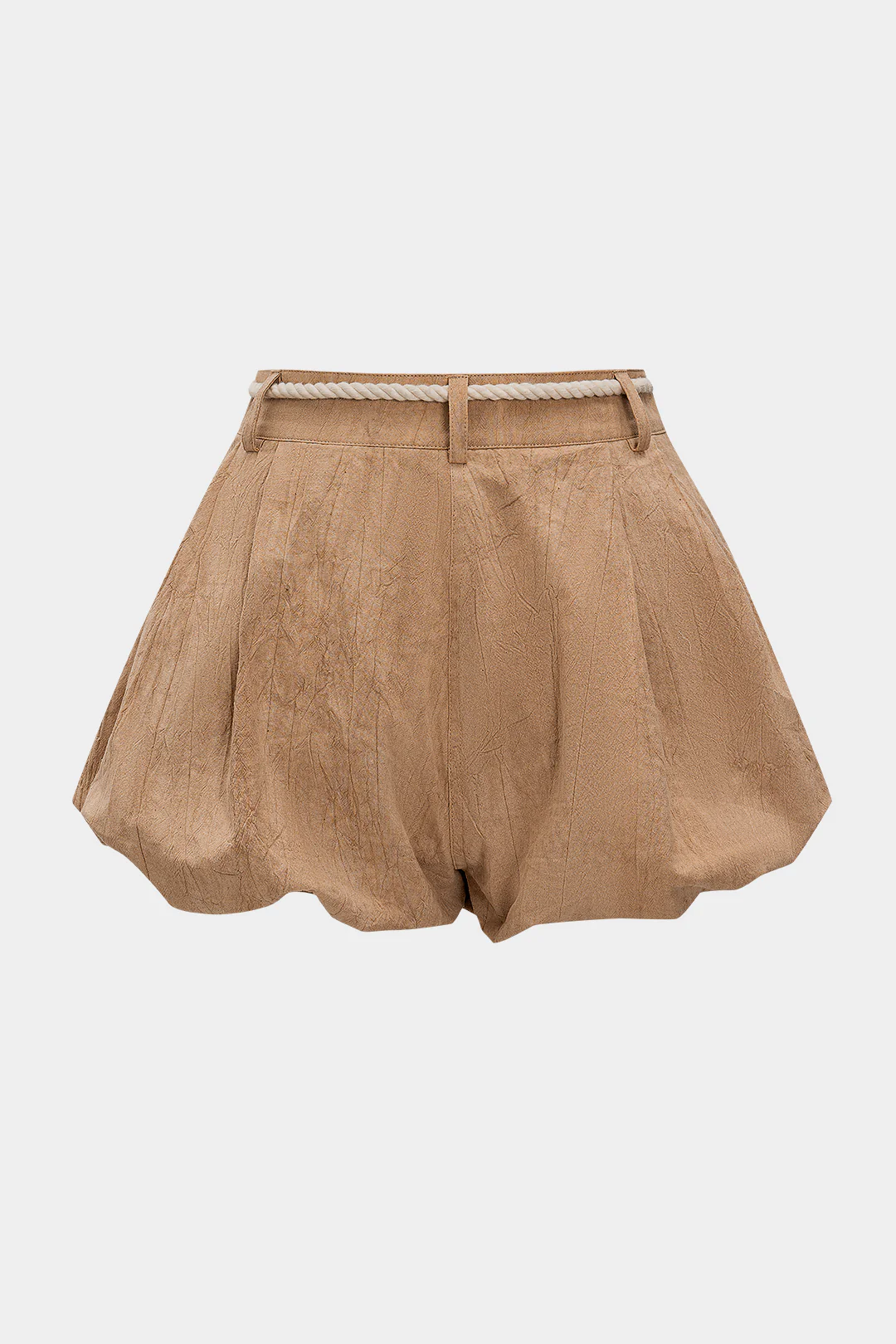 Solid Belted Ruched Shorts - Image 2