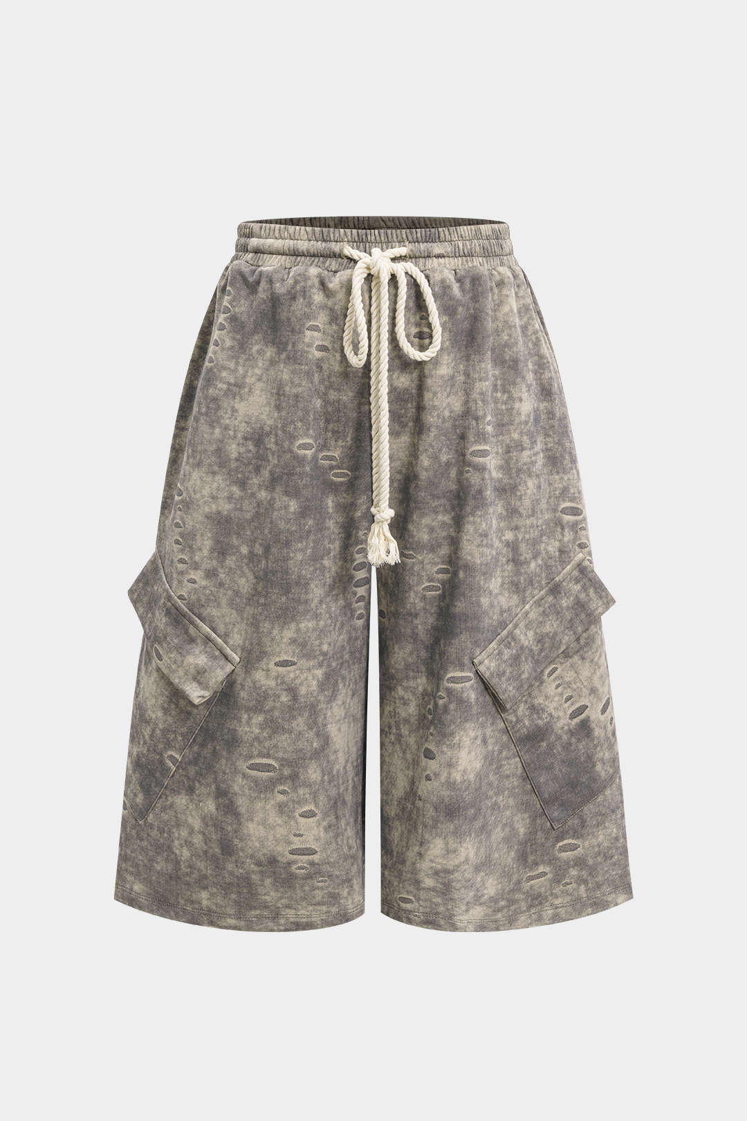 Washed Tie-Up High Waist Shorts - Image 10