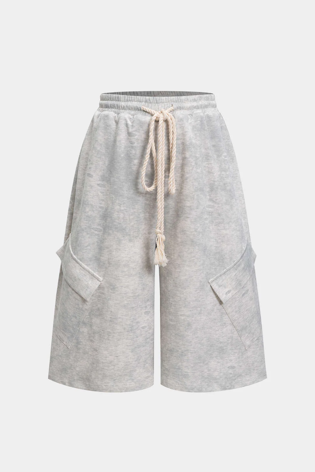 Washed Tie-Up High Waist Shorts - Image 5