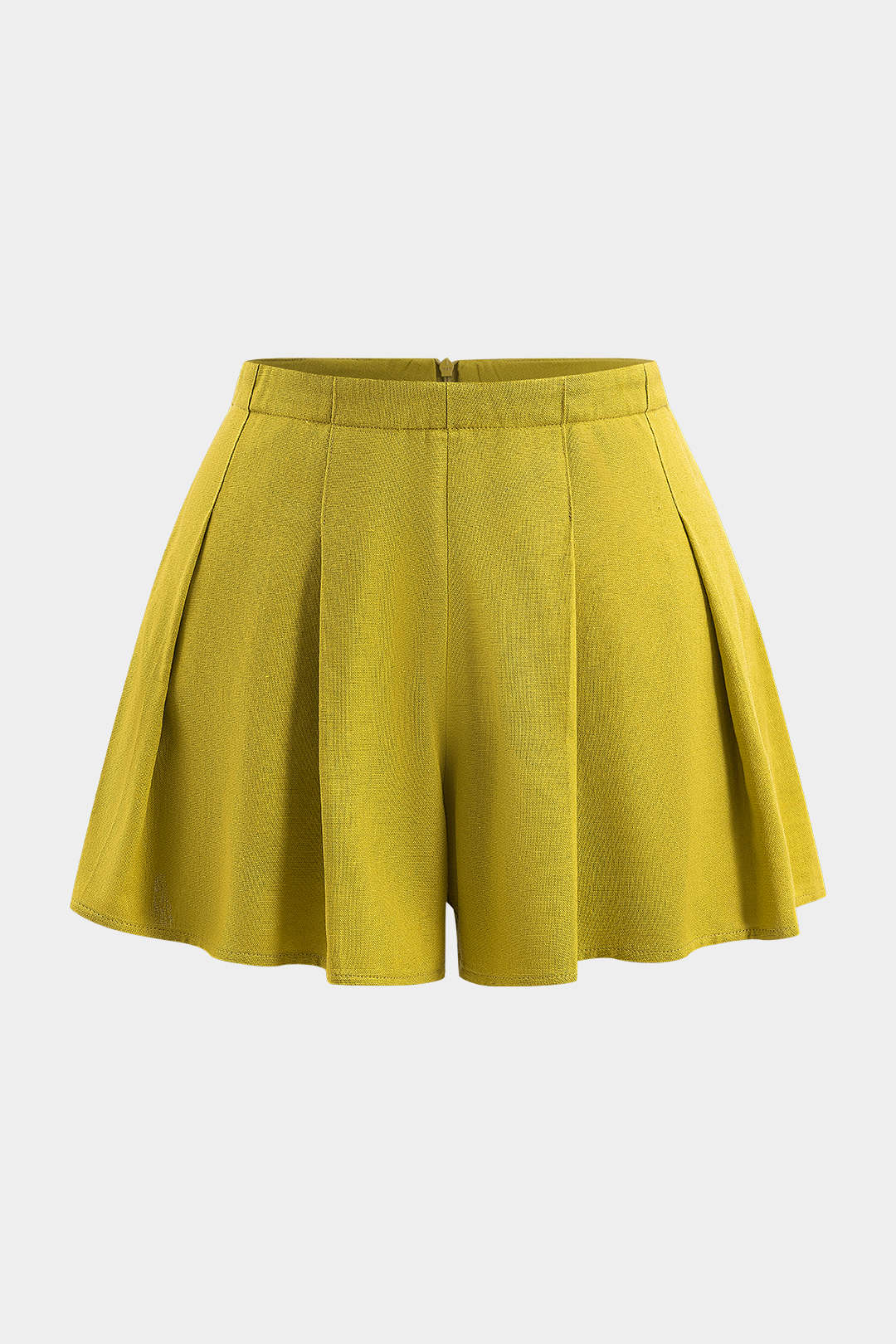 Plus Size Linen Ruched Zipper Detail Shorts