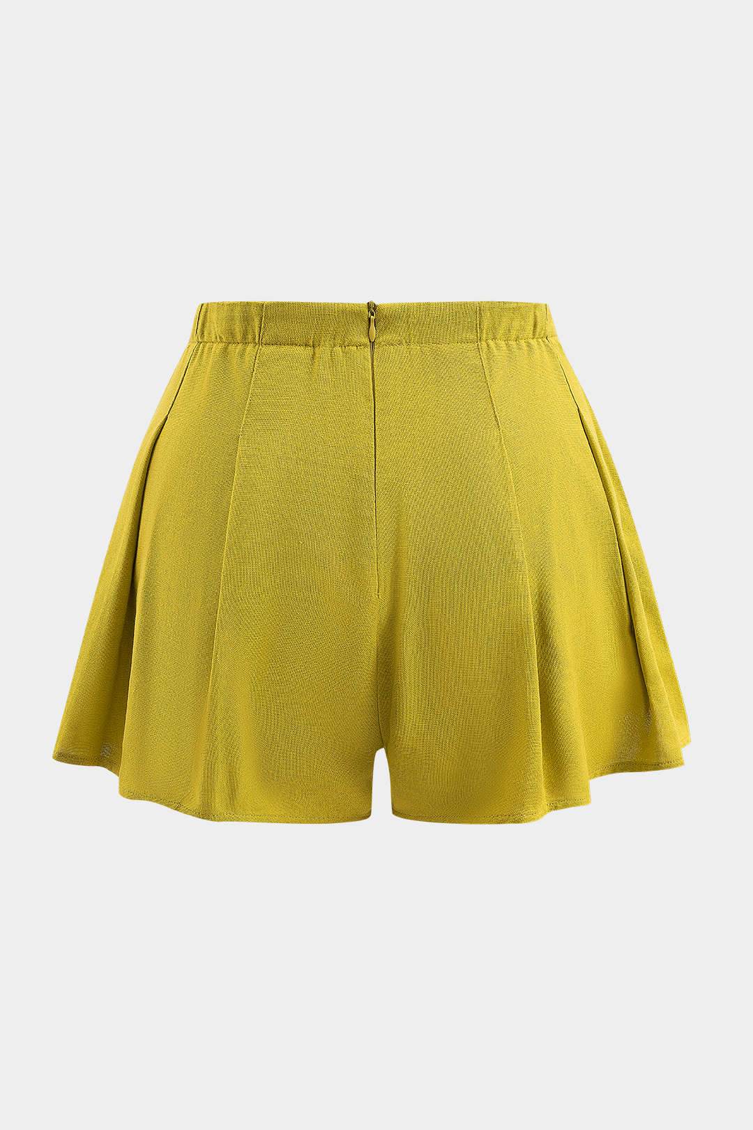 Plus Size Linen Ruched Zipper Detail Shorts - Image 2
