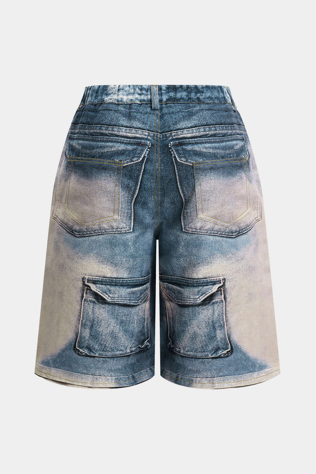 Plus Size Pocket Printed High Waist Shorts - Image 3