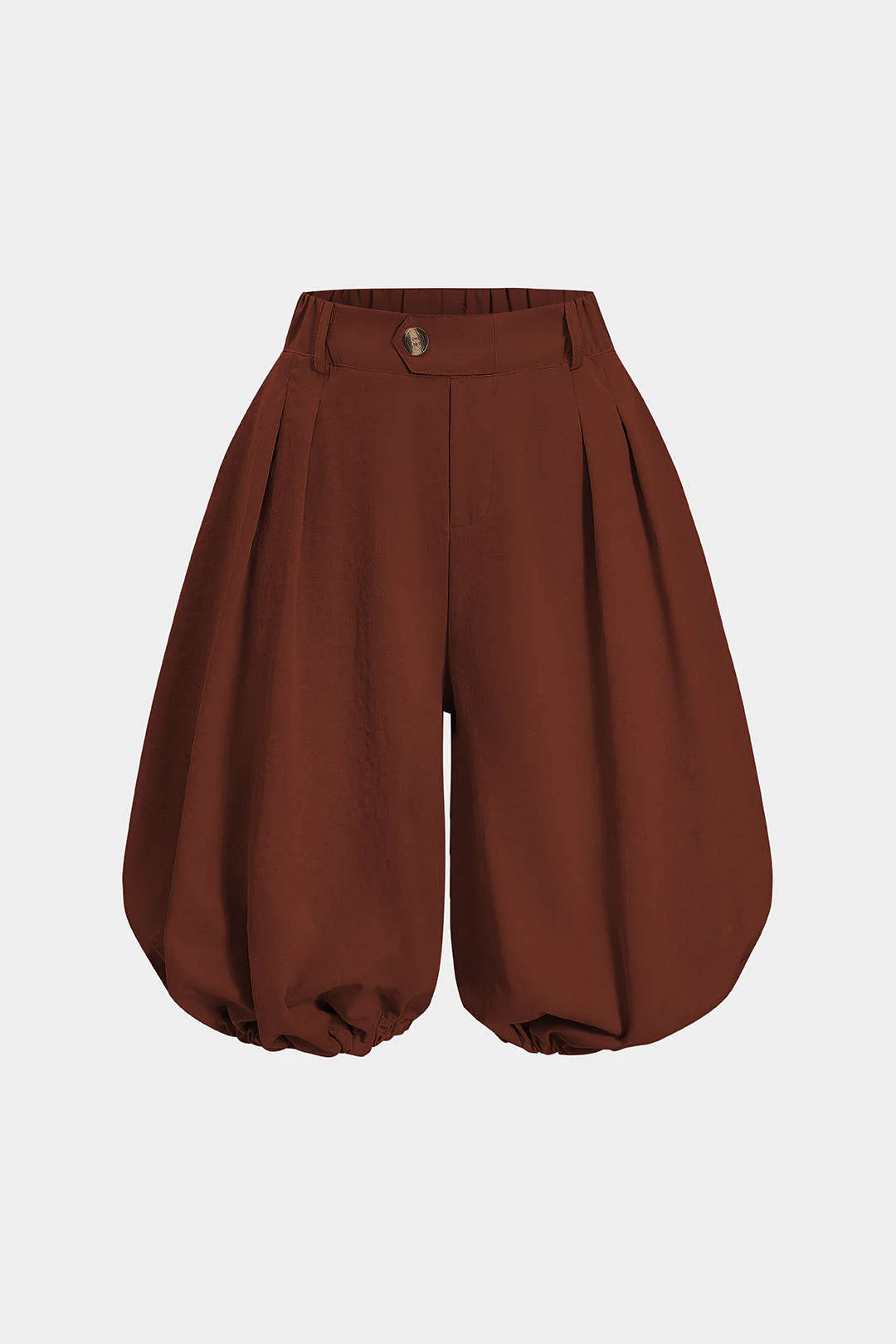 Solid Ruched Lantern Shorts - Image 5