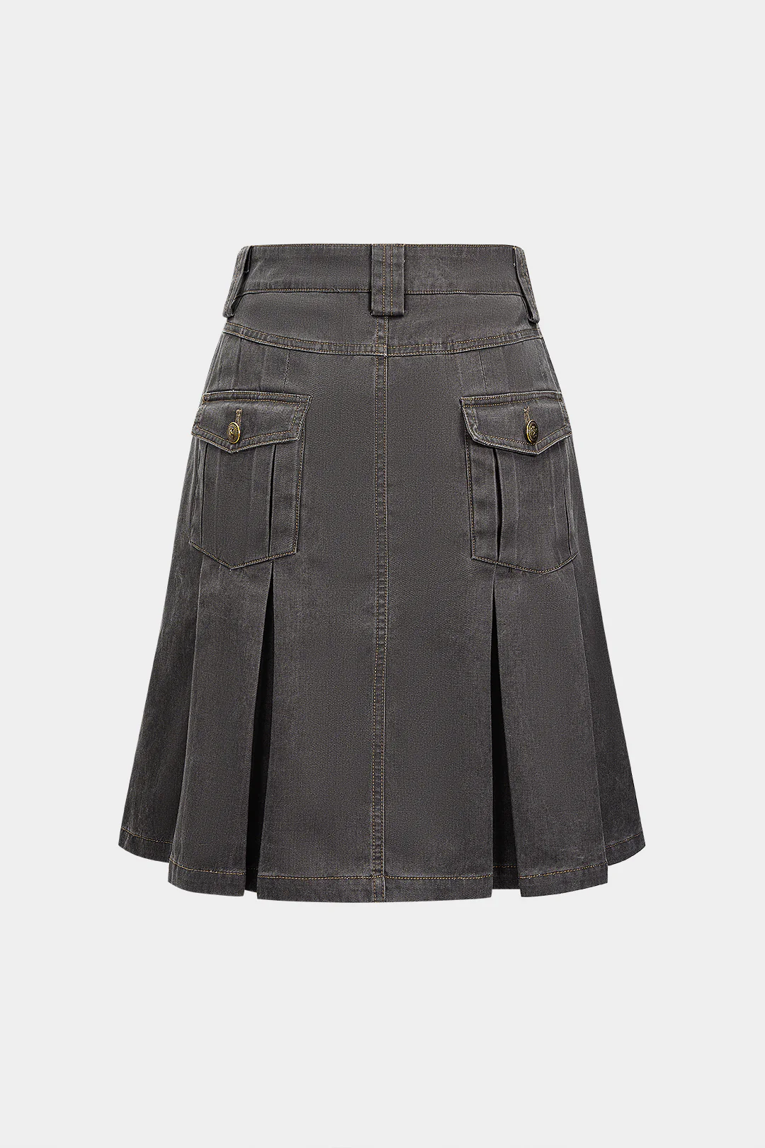 Button Pocket Pleated Skirt - Image 2