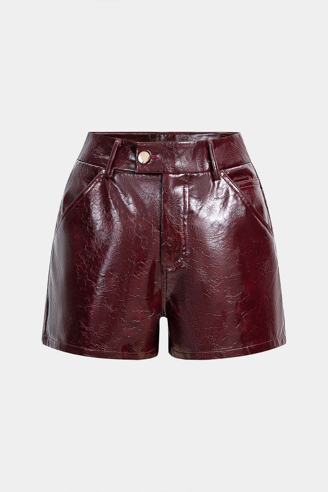 Faux Leather Button Shorts - Image 6