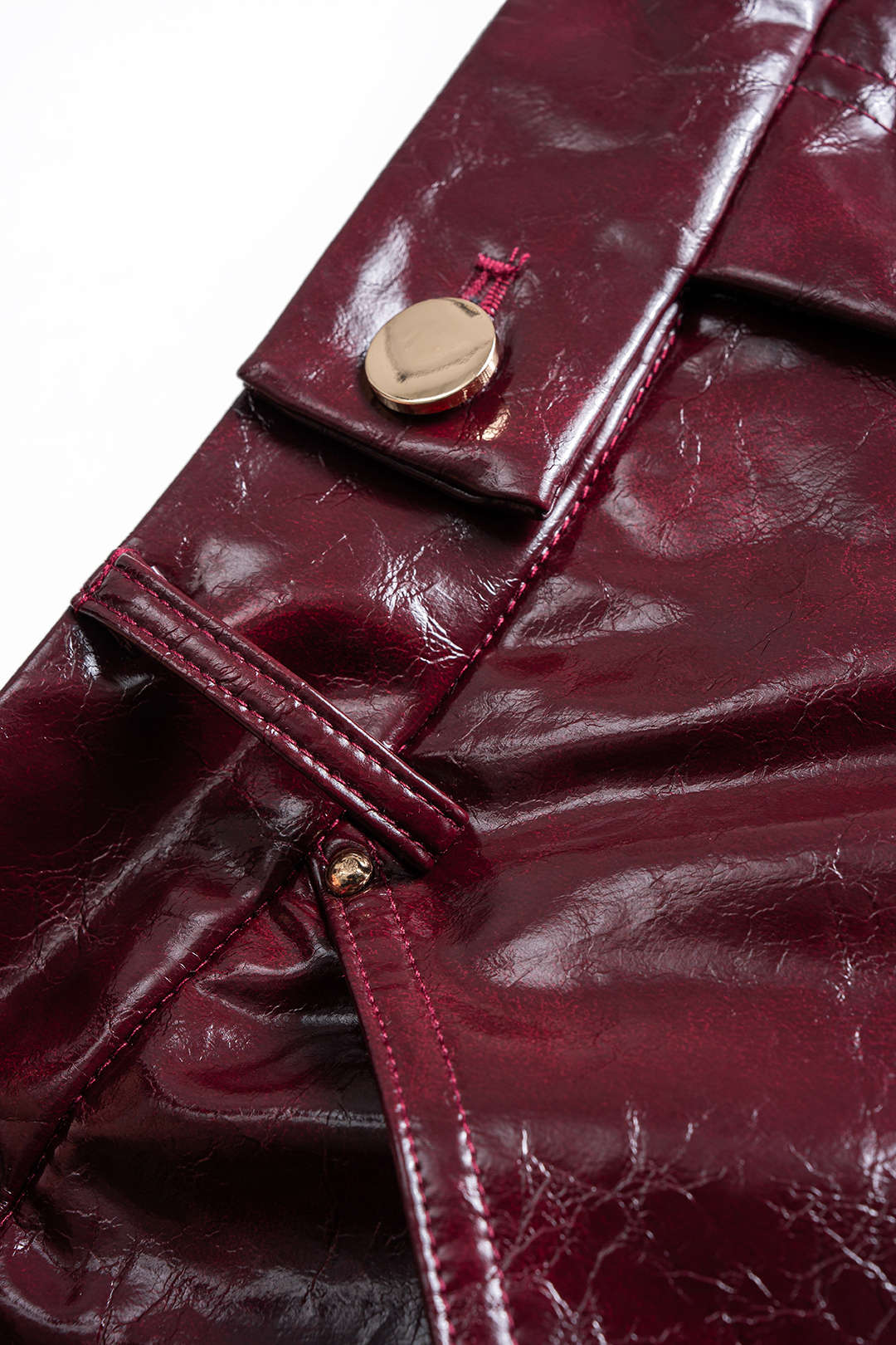 Faux Leather Button Shorts - Image 8
