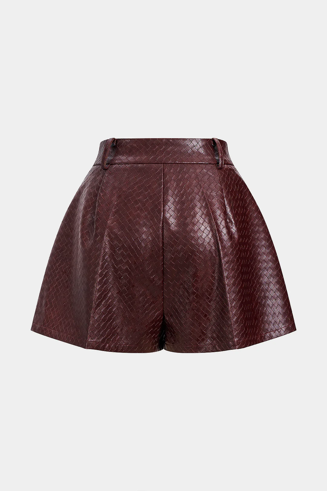 Woven Pattern Faux Leather Shorts - Image 2
