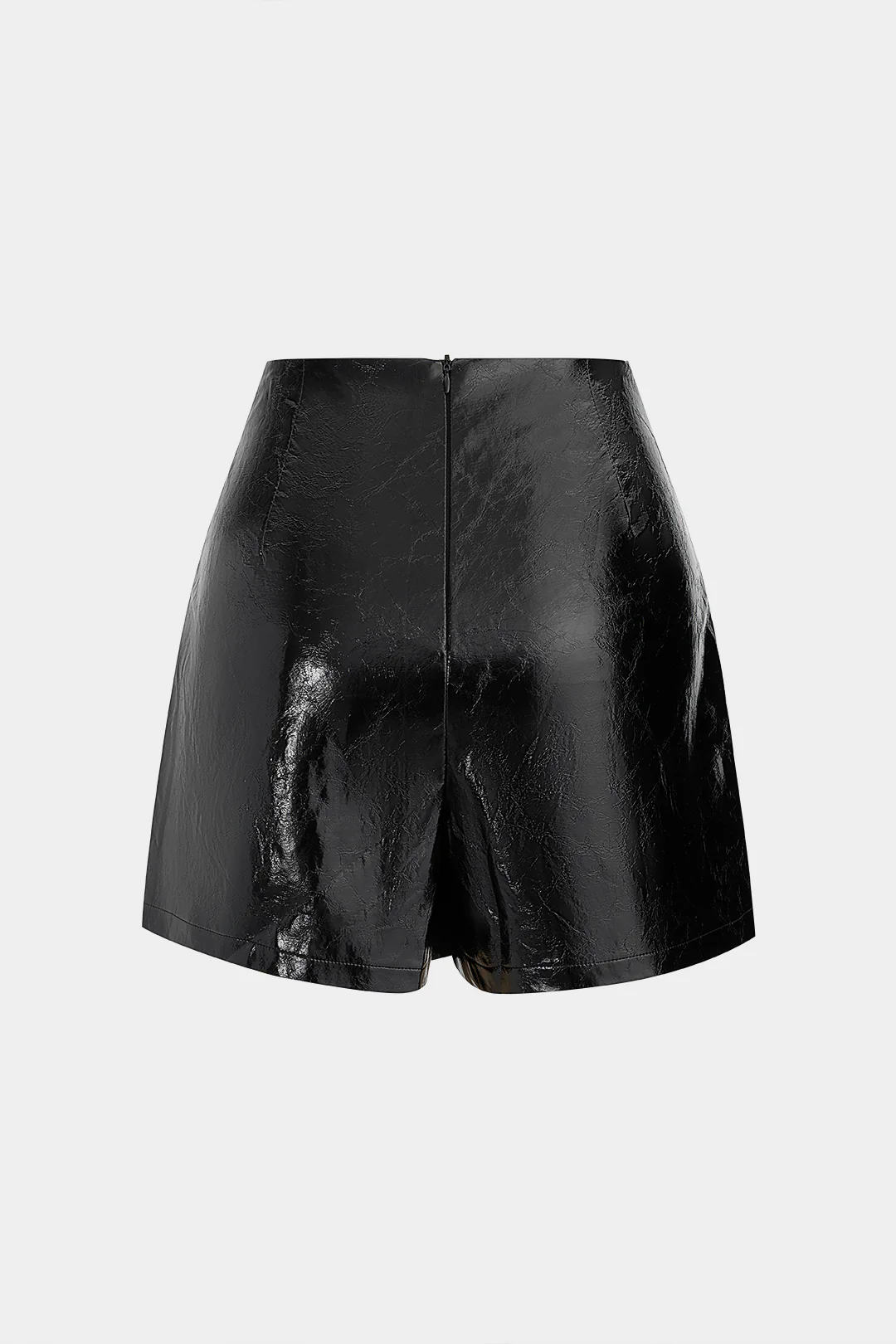 Faux Leather Metallic Decor Zipper Shorts - Image 2