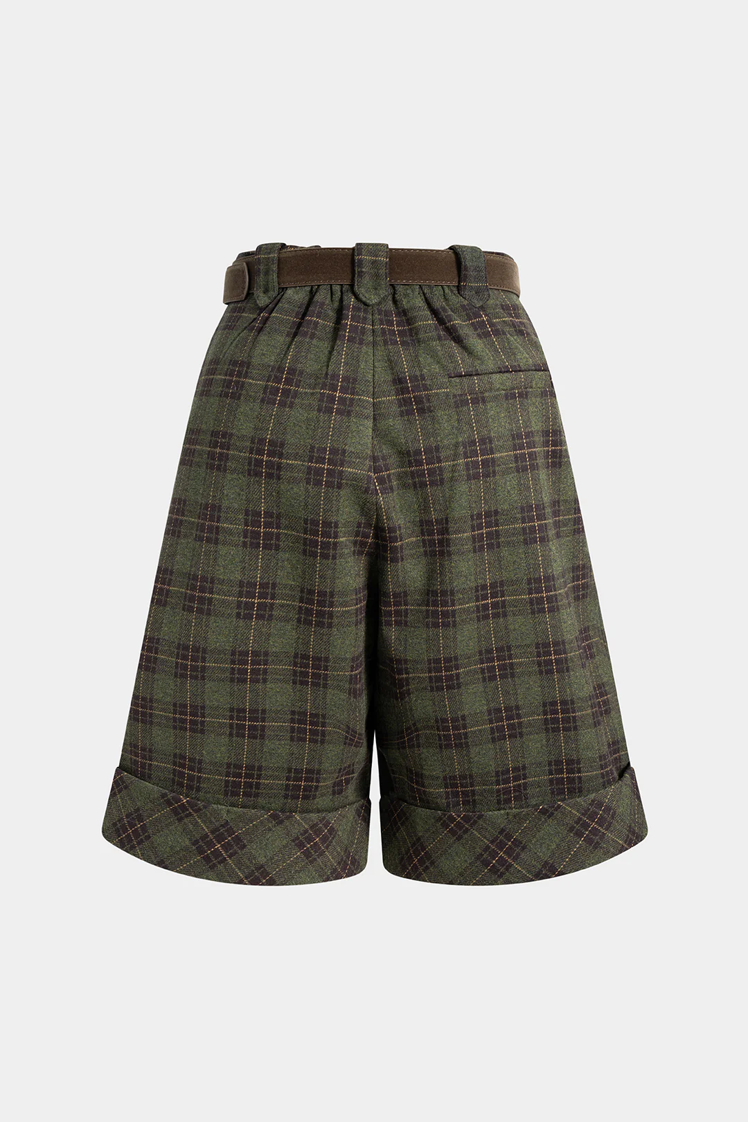 Plaid Print Belted Cuffed Shorts - Image 2