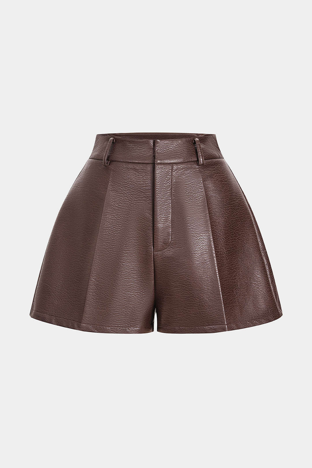 Basic Leopard Faux Leather Zippered Straight Short