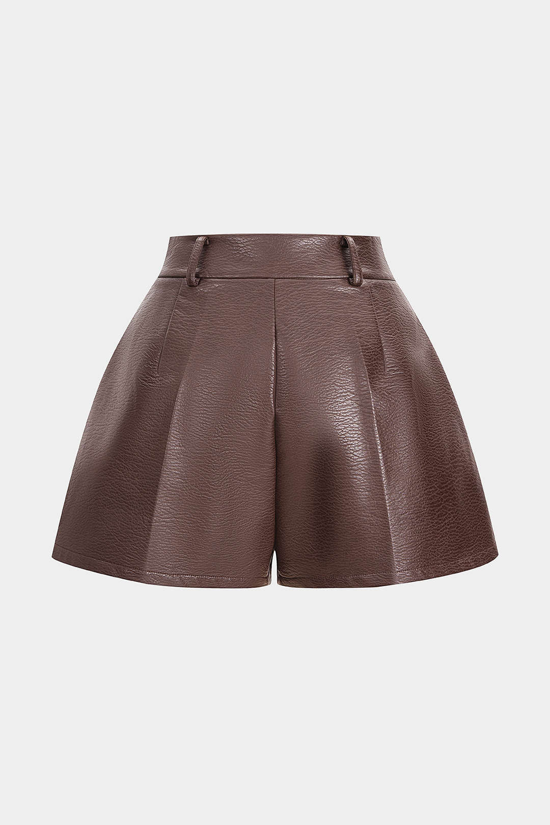 Basic Leopard Faux Leather Zippered Straight Short - Image 2