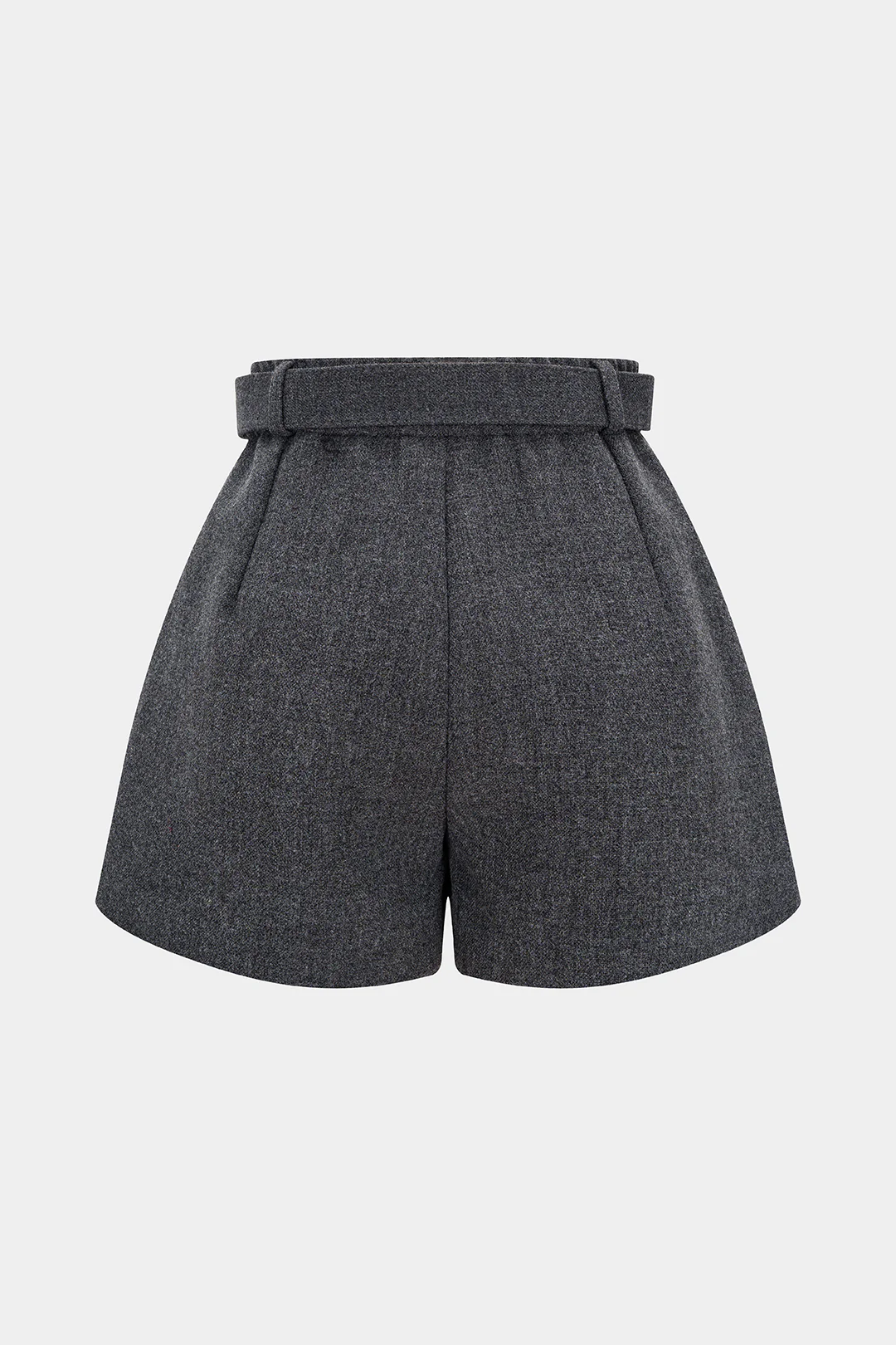 Woolen Belted Ruched High Waist Shorts - Image 2