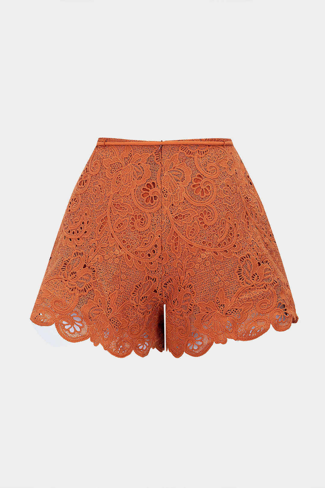 Cut Out Tie-Up Scalloped Hem Shorts - Image 2